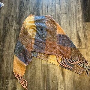 Multicolor Plaid Fringe Scarf
